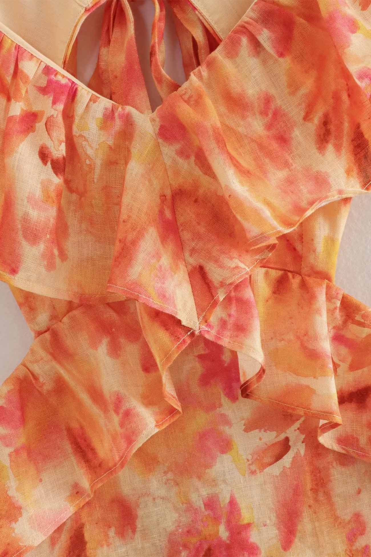 LeRoxy | Dames Bloemenjurk met Ruffles en Romantische Flair | Zomerse Jurk voor Elke Gelegenheid