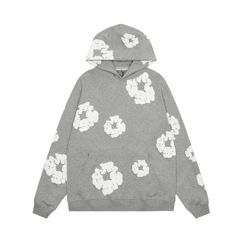 LeRoxy | Unisex Hoodie | Denim met Bloemenprint