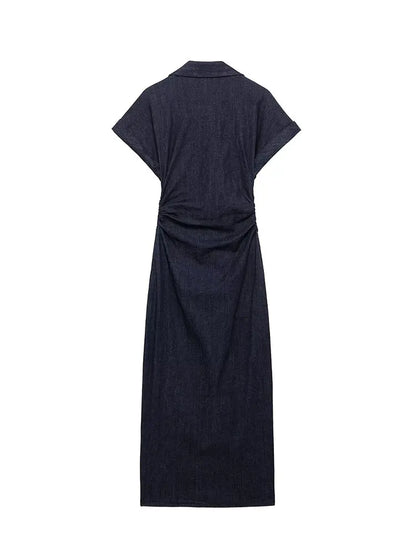 LeRoxy | Denim Jurk met Knoopsluiting en Vrouwelijke Pasvorm | Stijlvol en Comfortabe