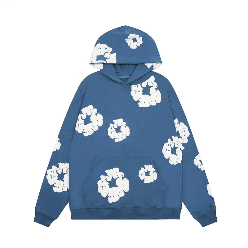 LeRoxy | Unisex Hoodie | Denim met Bloemenprint