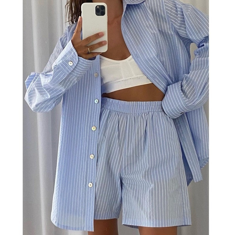 LeRoxy | Luxe Gestreepte Dames Pyjama Set | Comfortabele en Stijlvolle Nachtkleding