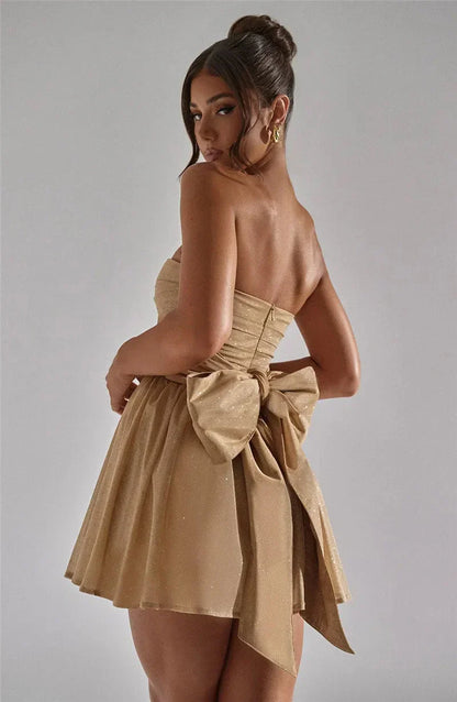 LeRoxy | Strapless Glitter Mini-Jurk | Stijlvolle Glanzende Avondoutfit voor Feestelijke Gelegenheden
