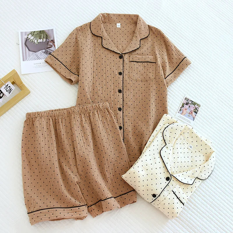LeRoxy | Dames Polka Dot Pyjama Set | Comfortabele & Stijlvolle Nachtkleding