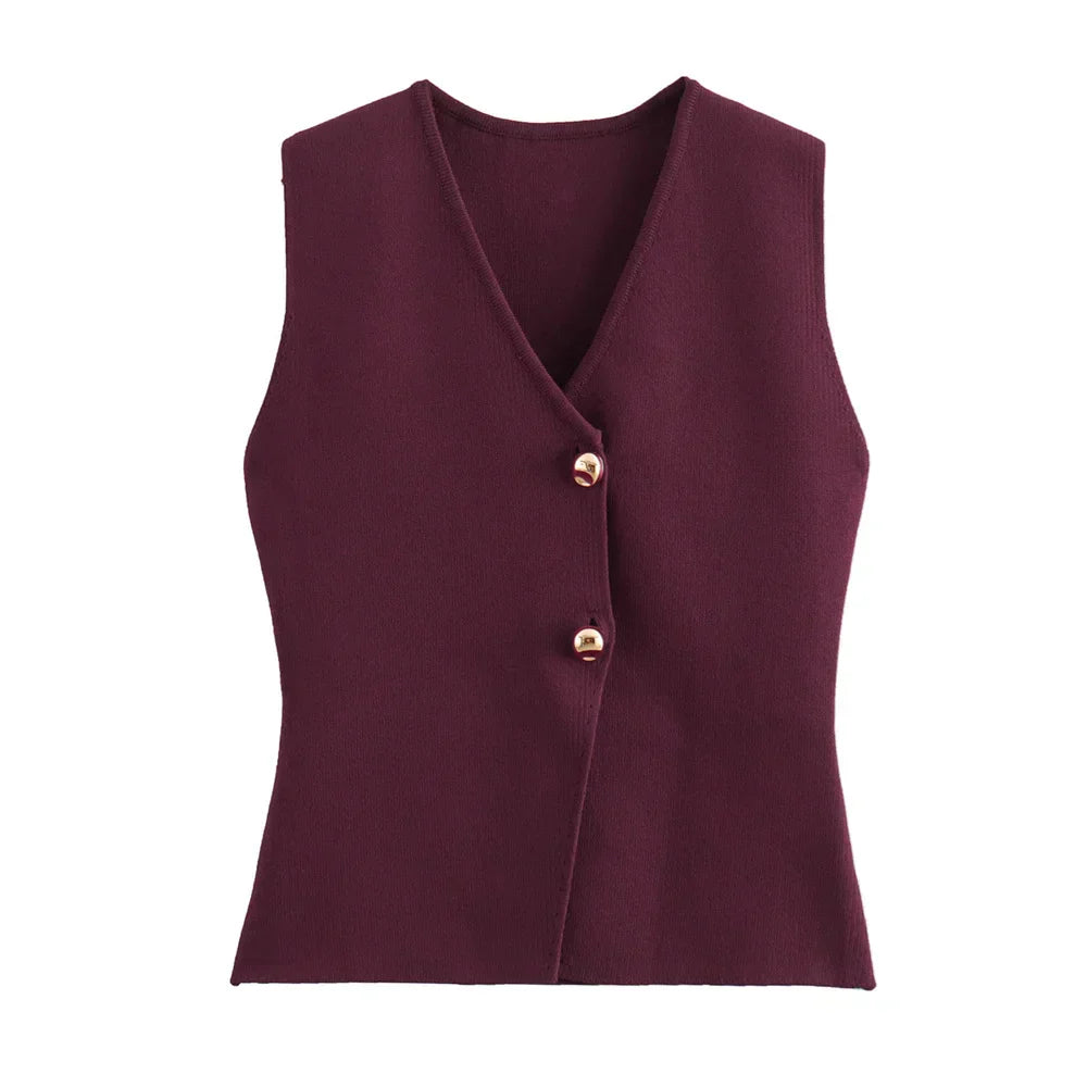 LeRoxy | Klassiek Damesvest met Goudkleurige Knopen | Cardigan in Tijdloos Design
