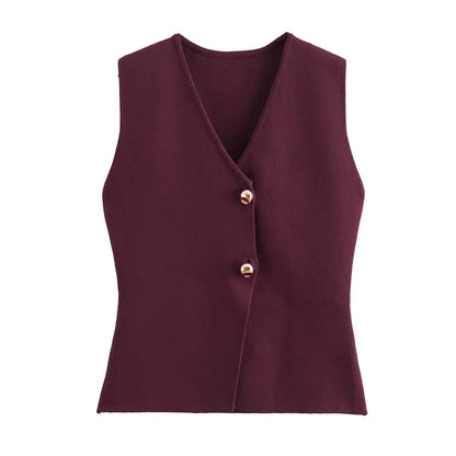 LeRoxy | Klassiek Damesvest met Goudkleurige Knopen | Cardigan in Tijdloos Design