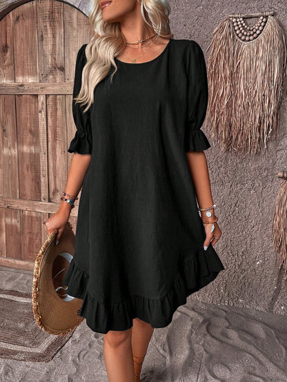 LeRoxy | LeRoxy Midi Jurk Elegant met Buikomslag | Tijdloos Design