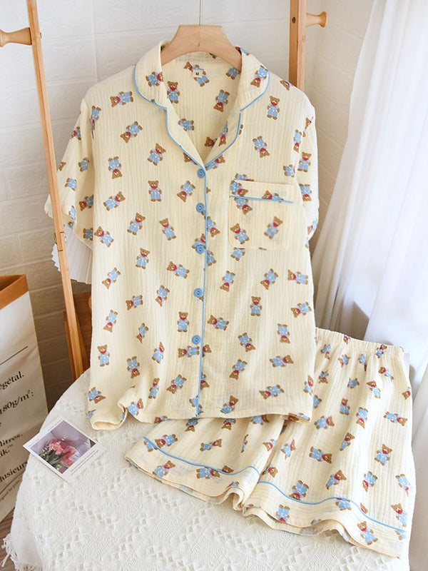 LeRoxy | Dames Pyjama Set met Schattige Beerprint | Comfortabele Nachtkleding