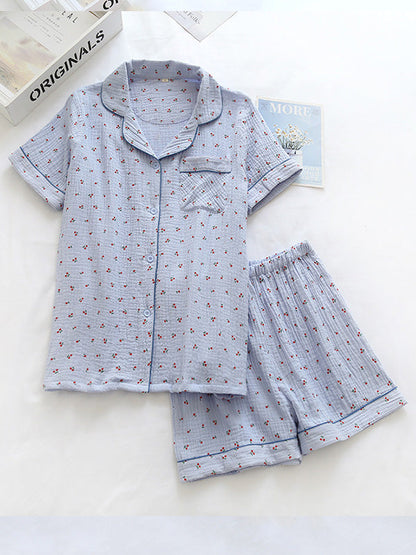 LeRoxy | Dames Pyjama Set van Katoen met Kersenprint | Comfortabele Nachtkleding