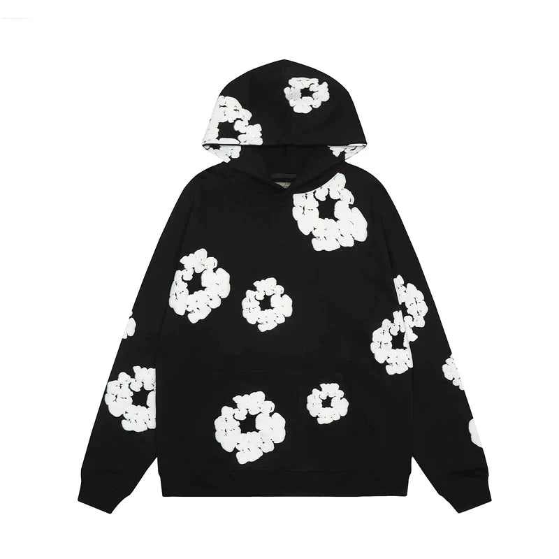 LeRoxy | Unisex Hoodie | Denim met Bloemenprint