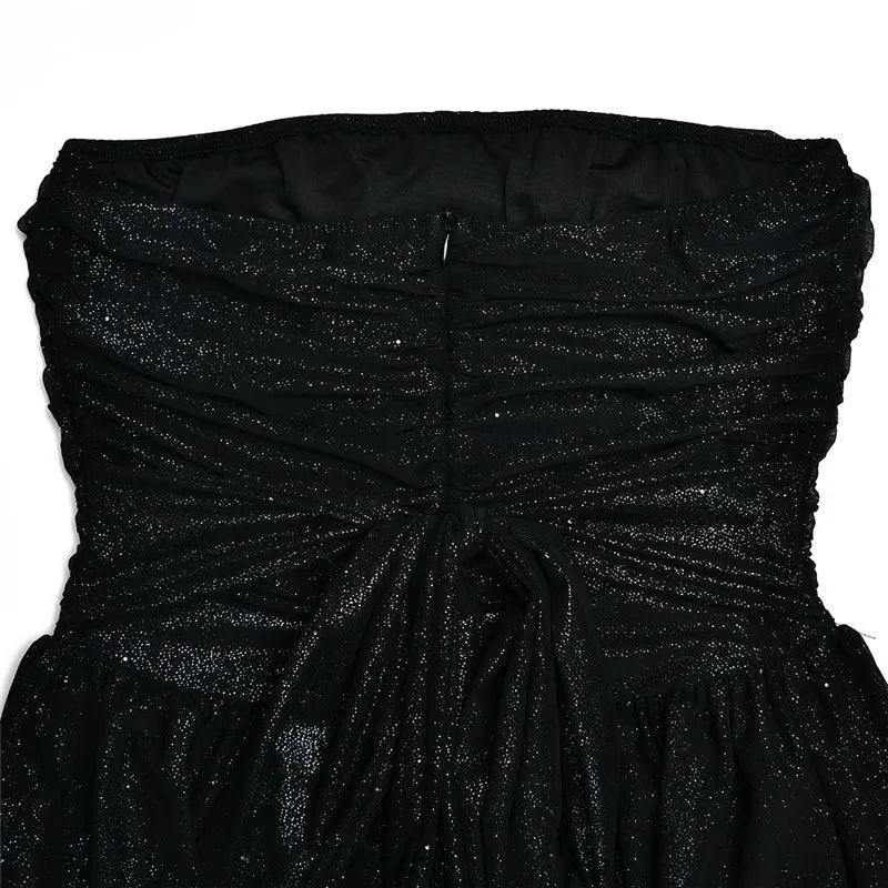 LeRoxy | Strapless Glitter Mini-Jurk | Stijlvolle Glanzende Avondoutfit voor Feestelijke Gelegenheden