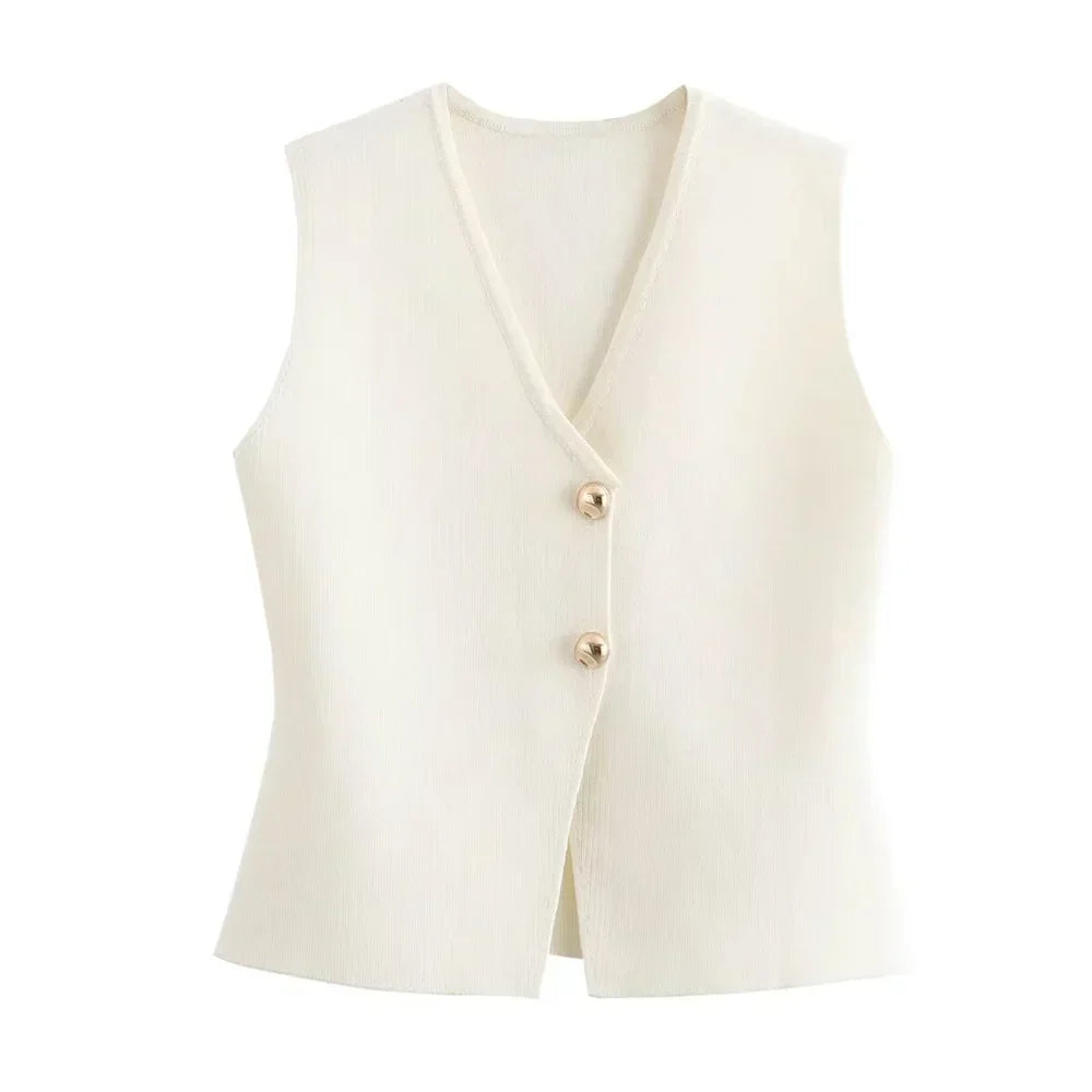LeRoxy | Klassiek Damesvest met Goudkleurige Knopen | Cardigan in Tijdloos Design