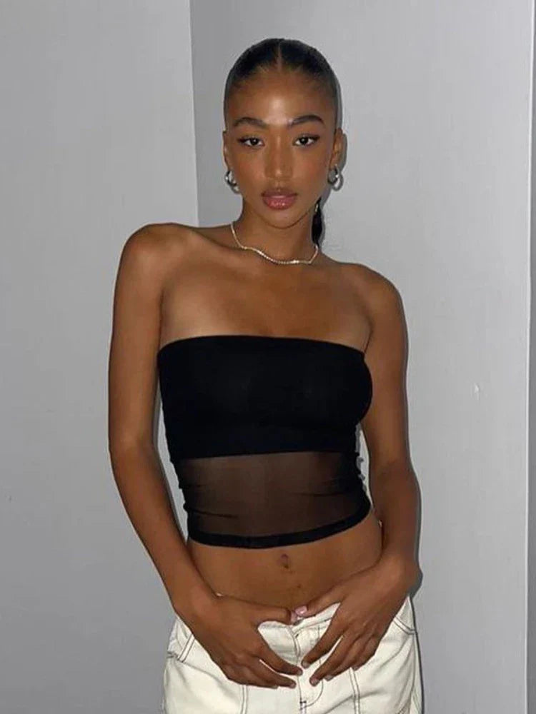 LeRoxy | Strapless Top met Mesh | Trendy en luxe Mode voor Elke Gelegenheid