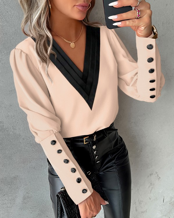 LeRoxy | Damesblouse met Gigot-Mouwen en Knoopjes | Trendy Lente & Zomer Mode