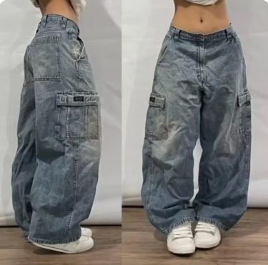 LeRoxy | Unisex Baggy Cargo Jeans | Retro Spijkerbroek met Zakken