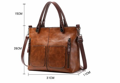 LeRoxy |  Dames Schoudertas | Vintage Leren Handtas van Echt Leer