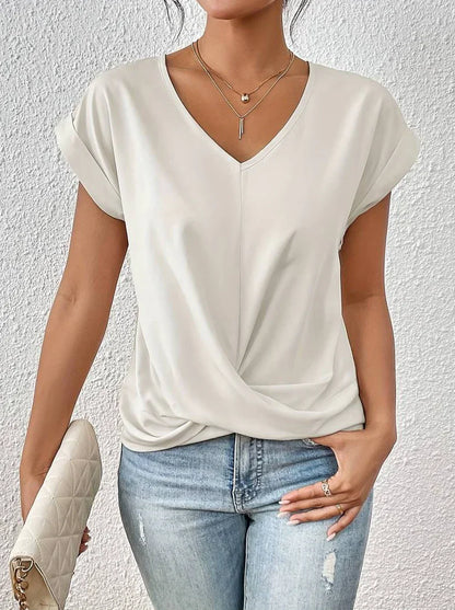 LeRoxy | Damesbloes | Casual Korte Mouw V-Hals Top | Licht & Comfortabel