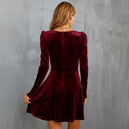 LeRoxy | Rode Velvet Flare Midi Jurk | Elegante Damesjurk