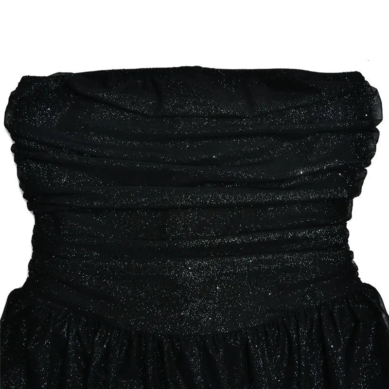 LeRoxy | Strapless Glitter Mini-Jurk | Stijlvolle Glanzende Avondoutfit voor Feestelijke Gelegenheden