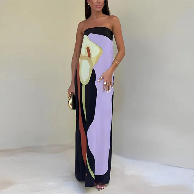 LeRoxy | Strapless Damesjurk met Print en Flatterende Pasvorm