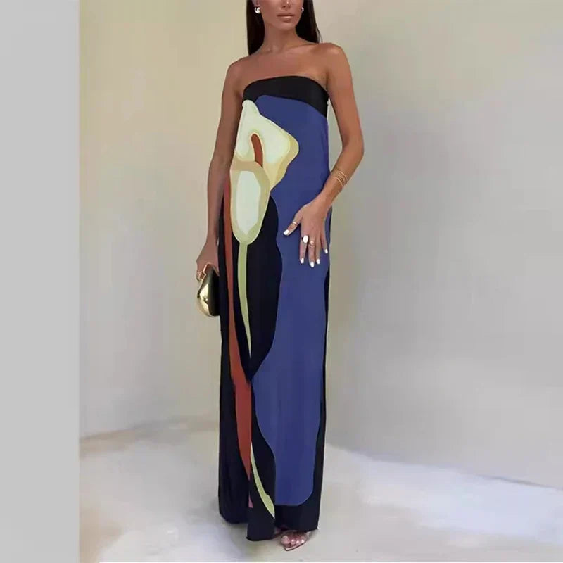 LeRoxy | Strapless Damesjurk met Print en Flatterende Pasvorm