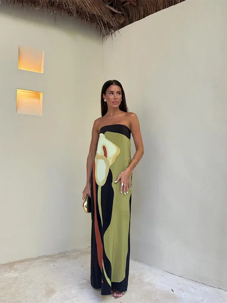 LeRoxy | Strapless Damesjurk met Print en Flatterende Pasvorm
