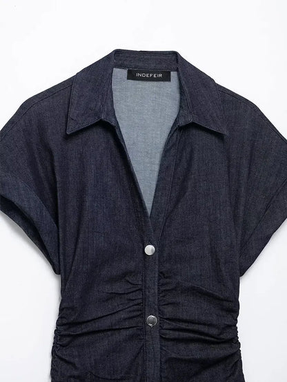 LeRoxy | Denim Jurk met Knoopsluiting en Vrouwelijke Pasvorm | Stijlvol en Comfortabe