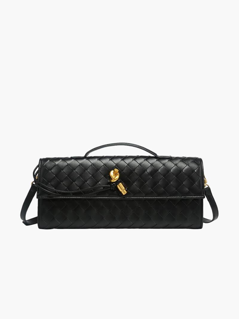 LeRoxy |  Luxe Geweven Handtas met Gouden Sluiting | Stijlvolle Dames Tas