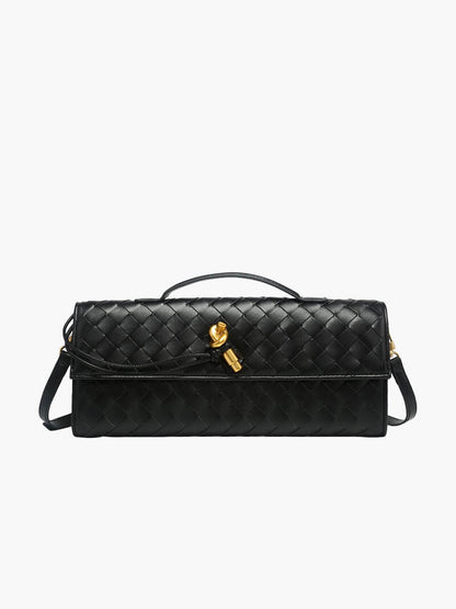 LeRoxy |  Luxe Geweven Handtas met Gouden Sluiting | Stijlvolle Dames Tas