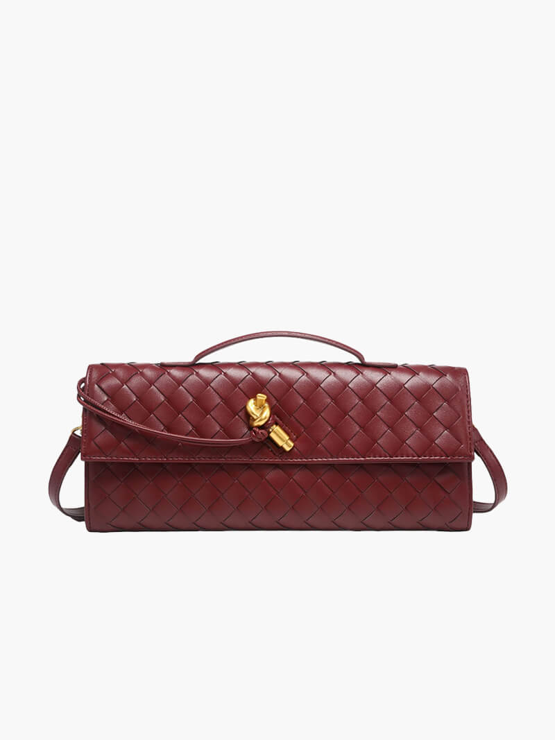 LeRoxy |  Luxe Geweven Handtas met Gouden Sluiting | Stijlvolle Dames Tas