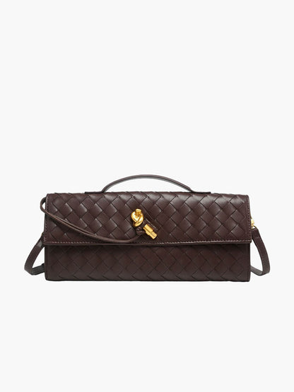 LeRoxy |  Luxe Geweven Handtas met Gouden Sluiting | Stijlvolle Dames Tas