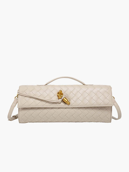 LeRoxy |  Luxe Geweven Handtas met Gouden Sluiting | Stijlvolle Dames Tas