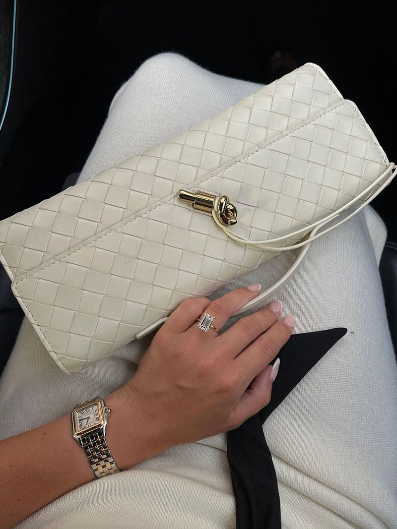 LeRoxy |  Luxe Geweven Handtas met Gouden Sluiting | Stijlvolle Dames Tas