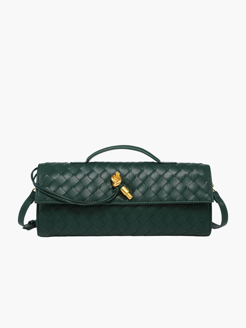 LeRoxy |  Luxe Geweven Handtas met Gouden Sluiting | Stijlvolle Dames Tas
