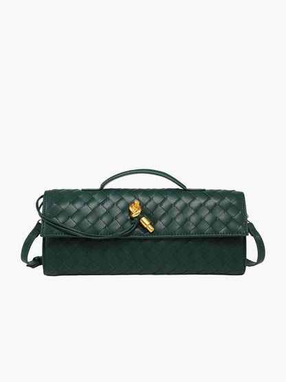 LeRoxy |  Luxe Geweven Handtas met Gouden Sluiting | Stijlvolle Dames Tas