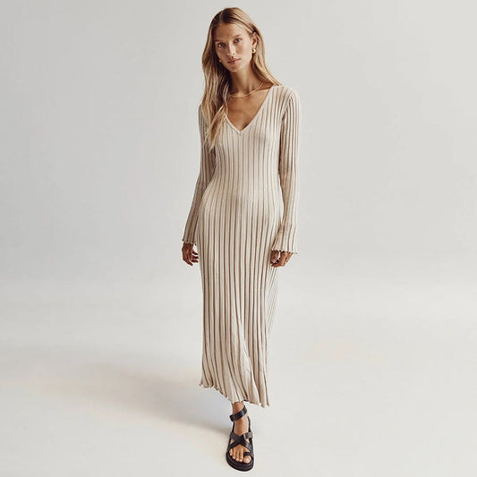 LeRoxy Gebreide Maxi Jurk - Stijlvolle en Comfortabele Mode voor Elke Gelegenheid