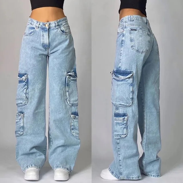 LeRoxy | Unisex Baggy Cargo Jeans | Retro Spijkerbroek met Zakken