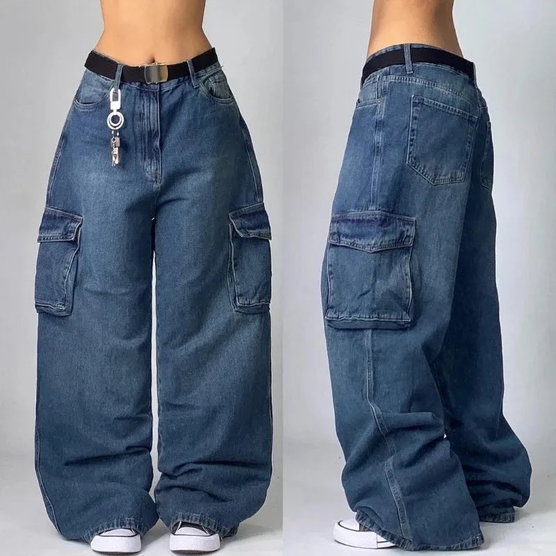 LeRoxy | Unisex Baggy Cargo Jeans | Retro Spijkerbroek met Zakken
