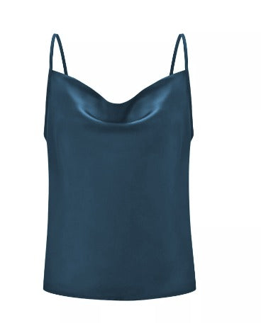 LeRoxy | Dames Satijnen Spaghetti Strap Tank Top | Elegante Drapeer Top voor een Luxe Look