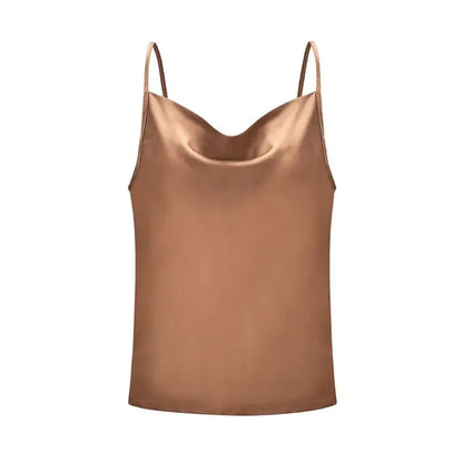 LeRoxy | Dames Satijnen Spaghetti Strap Tank Top | Elegante Drapeer Top voor een Luxe Look