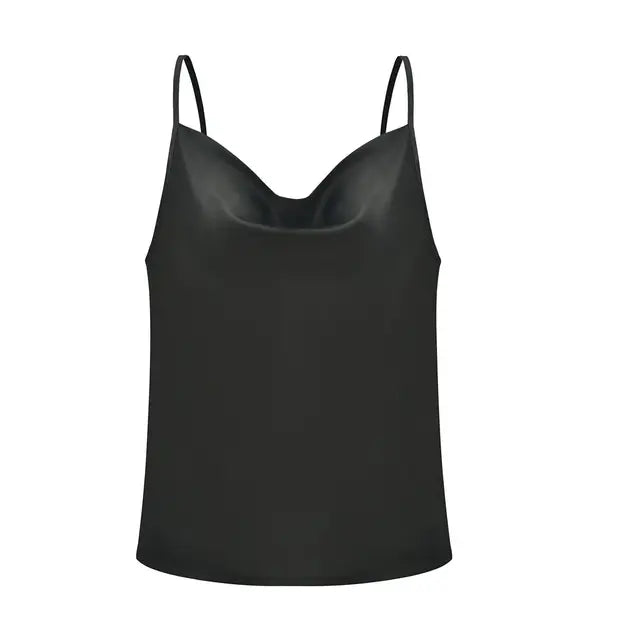 LeRoxy | Dames Satijnen Spaghetti Strap Tank Top | Elegante Drapeer Top voor een Luxe Look