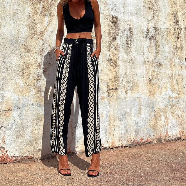 LeRoxy Broek met Geometrische Print - Trendy & Stijlvolle Mode voor Elke Gelegenheid