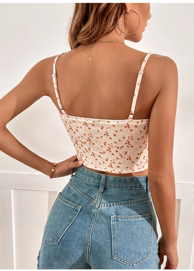 LeRoxy | Zomerse Croptop met Bloemenprint en Verstelbare Bandjes | Trendy & Luchtig voor Warme Dagen