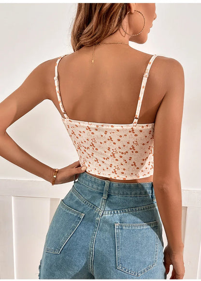 LeRoxy | Zomerse Croptop met Bloemenprint en Verstelbare Bandjes | Trendy & Luchtig voor Warme Dagen