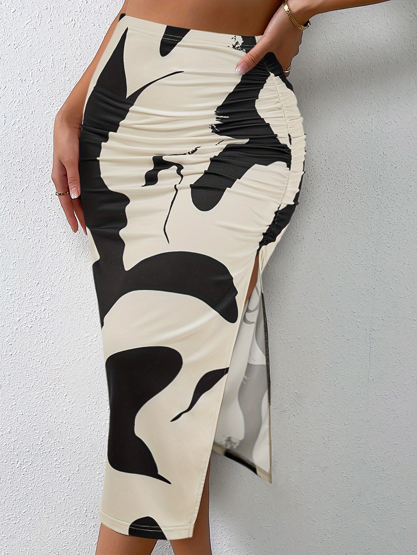 LeRoxy | Abstracte Midi Rok voor Dames – Elegante | Figuuraccentuerende Rok met Modern Patroon