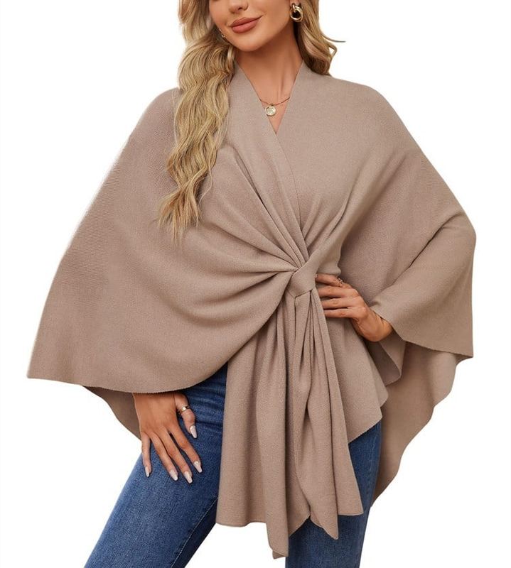 LeRoxy | Dames Poncho met Open Voorzijde en Zachte Sjaal | Comfortabele Elegante Trui