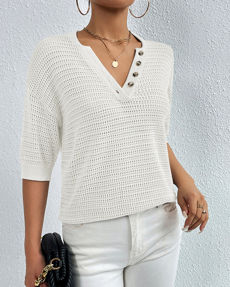 LeRoxy | Luchtige Top met V-Hals - Perfect voor Lente en Zomer | Mode voor Elke Dag