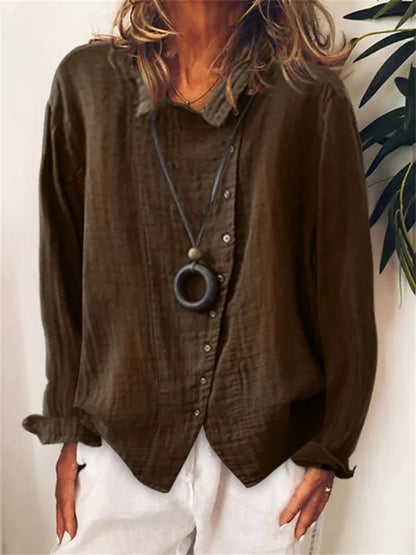 LeRoxy | Asymmetrische Blouse Dames | Elegante Knoopsluiting