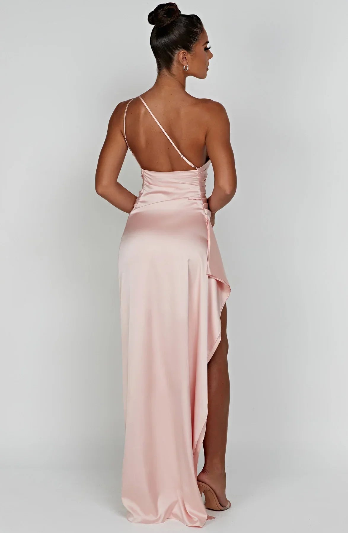 LeRoxy | Elegante Satijnen Splitjurk | Eén Schouder Avondjurk | Luxe Damesmode
