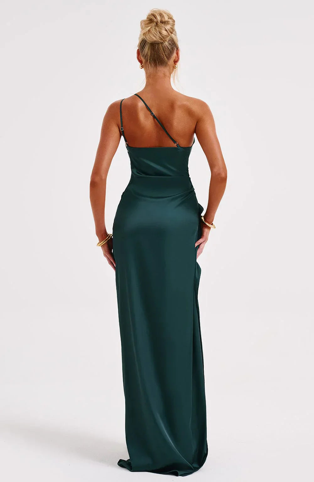 LeRoxy | Elegante Satijnen Splitjurk | Eén Schouder Avondjurk | Luxe Damesmode