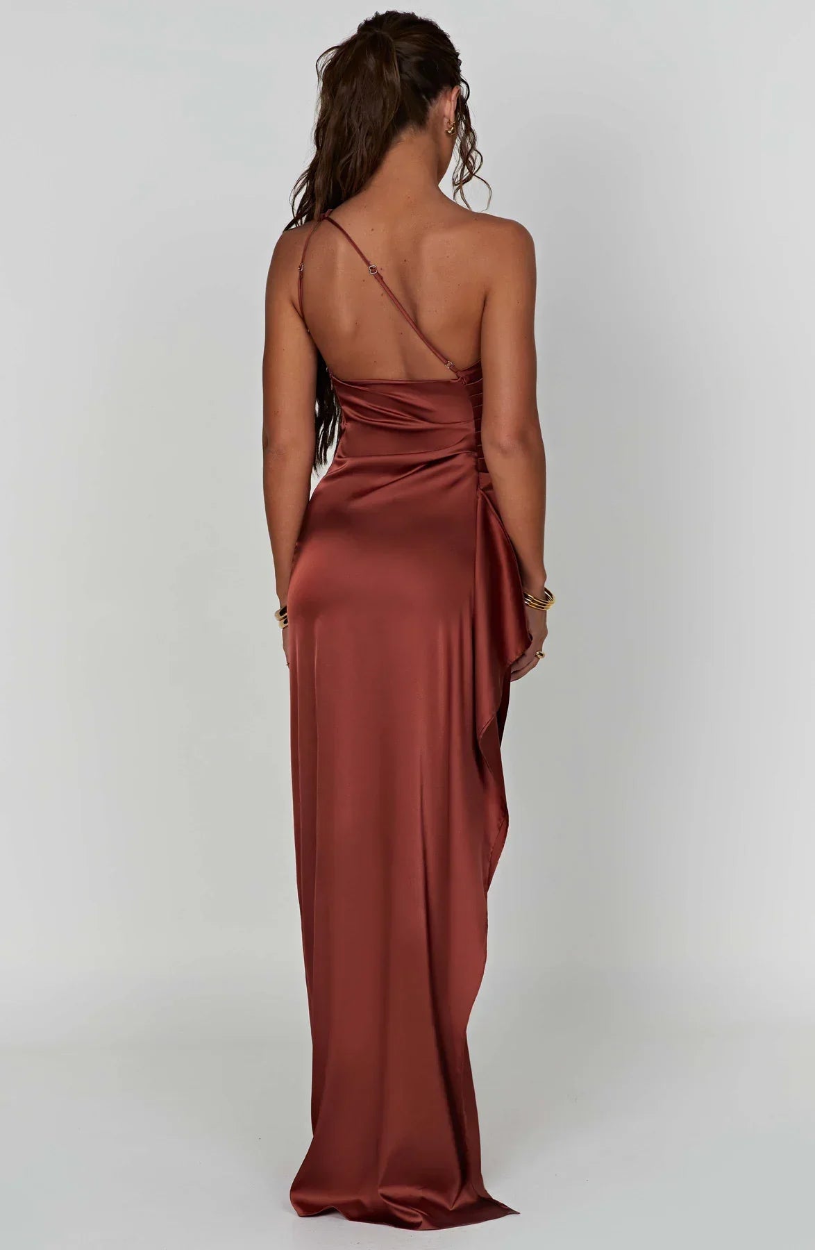 LeRoxy | Elegante Satijnen Splitjurk | Eén Schouder Avondjurk | Luxe Damesmode